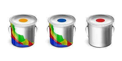 Vector 3D set of closed cans of paint. Design product presentation