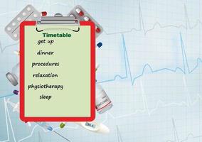 Medical template with medicine equipment, vector illustration.