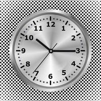 Vector 3d Realistic Grey Silver, Steel Wall Office Clock Icon Set Isolated. Metal Dial. Design Template of Wall Clock Closeup. Mock-up for Branding and Advertise. Top, Front View