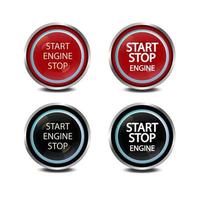 Start engine button red round sticker Royalty Free Vector