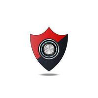 Storage safety symbol. Safe icon on the background of the shield. Reliability label vector