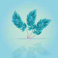 Tropical leaves collection. Elements on the blue background. vector
