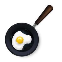 Frying pan with scrambled eggs on a white background. Vector illustration of EPS 10