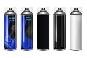 White Paint Aerosol Spray Metal 3D Bottle Can, Graffiti, Deodorant, Household Chemicals, Poison. Front View. Illustration Isolated On White Background. Mock Up Template For Your Design. Vector EPS10