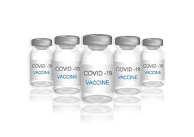 Coronavirus vaccine vector background. Covid-19 vaccination with vaccine bottle and syringe injection tool for immunization treatment.