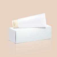 Realistic white tube and packaging with wide cap. For cosmetics, ointments, cream, tooth paste, glue Vector. Separate elements vector