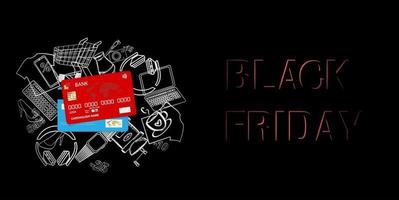 Black Friday. Web banner, logo, emblem and label. Bright signboard, banner. vector