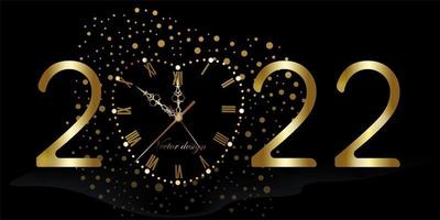 2022 year. Happy new year symbol concept. Gold dial in the form of a heart with sequins and glittering numbers. Abstract isolated graphic design template. Christmas creative decorations. vector