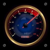 Realistic vector car speedometer interface. Dashboard panel for transport automobile illustration