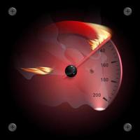 Burning vector speedometer fire flame illustration on the black