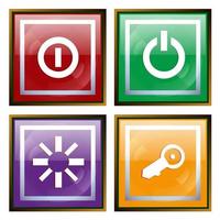 Power buttons colored, square illustration of off, on. Interface icon. vector