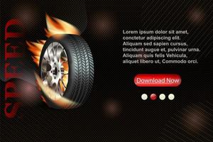 Background with wheel in orange flame for your design vector