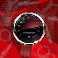 Speed motion line vector abstract tech background with car racing speedometer. Fast auto race, sport drive illustration