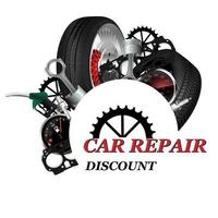 Car repair. Symbolic logo, flyer, label for a car repair and service workshop. Vector 3D