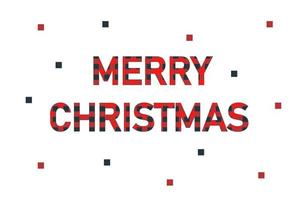 Merry Christmas inscription in a red cage on a background of flying squares. vector