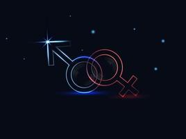 Neon sings of Venus and Mars - vector illustration