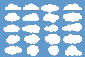Cloud like icons isolated on blue mesh background. vector