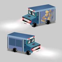 Delivery van semi flat color vector object. Full sized item on white. Transporting goods to clients. Delivery business isolated modern cartoon style illustration for graphic design and animation