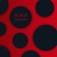 Black friday sale 3d vector illustration banner template with black objects on red background. Sales promotion, special offers and deals advertising.