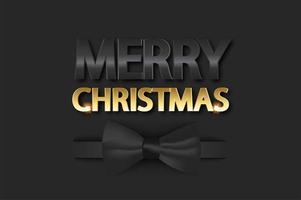 Christmas background with bow tie. Merry Christmas card illustration on black background with realistic bow. vector