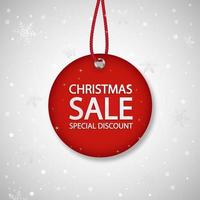 Christmas Sale realistic vector round paper price tag. Price tag labels.
