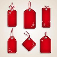 Vector realistick set of red Christmas sale paper tags for christmas holiday shopping promotion.
