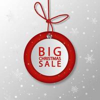 Big Christmas realistic vector round paper price tag. Sale price tag labels.