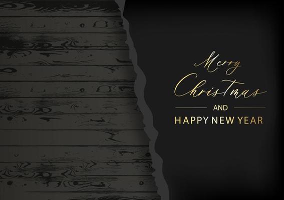 Torn paper on old wooden black background vector.