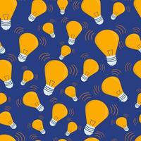 Seamless pattern with light bulb on a blue background. Business,big idea, innovation concept. Decorative wallpaper vector