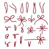lazos de hilo de navidad y juego de cuerdas para etiquetas de precios, tarjetas de regalo juego de lazos de hilo, papel de etiqueta, diseño de venta, nudo de tring. ilustración vectorial vector