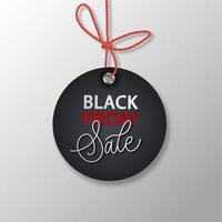 Black Friday realistic vector round paper price tag. Sale price tag labels.