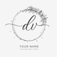 Wedding initial DV monogram and elegant logo design, with floral and botanical elements. vector