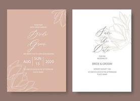 Elegant wedding invitation card with magnolia flowers. vector