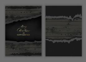 Torn paper on old wooden black background vector. vector