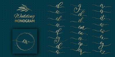 conjunto de diseño de logotipo elegante y monograma inicial de boda. vector