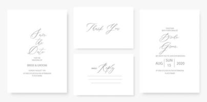 Wedding invitation - empty template cards. Minimalizm style. vector
