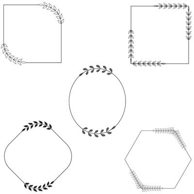 Floral Frame Collection. Floral round shape border, Set of cute retro flowers arranged un a shape of the wreath perfect for wedding invitations and birthday cards