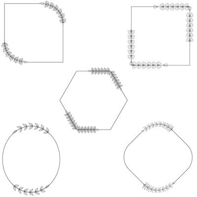 Floral Frame Collection. Floral round shape border, Set of cute retro flowers arranged un a shape of the wreath perfect for wedding invitations and birthday cards