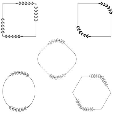 Floral Frame Collection. Floral round shape border, Set of cute retro flowers arranged un a shape of the wreath perfect for wedding invitations and birthday cards