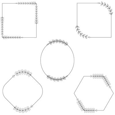 Floral Frame Collection. Floral round shape border, Set of cute retro flowers arranged un a shape of the wreath perfect for wedding invitations and birthday cards