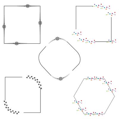 Floral Frame Collection. Floral round shape border, Set of cute retro flowers arranged un a shape of the wreath perfect for wedding invitations and birthday cards