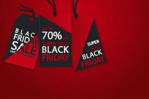 Black Friday realistic vector paper price tag. Sale price tag labels.