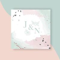 J and N. Template for wedding invitation. Square frame poster. vector