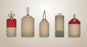 Vector realistick set of sale paper tags for christmas holiday shopping promotion.