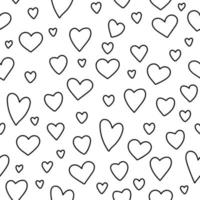 patrón transparente de vector blanco y negro con pequeños corazones. fondo repetitivo con símbolos del día de san valentín. juguetona textura de línea de vacaciones de febrero con concepto de amor