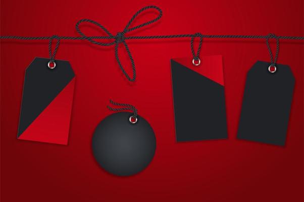 Vector realistick set of sale paper tags for christmas holiday shopping promotion.