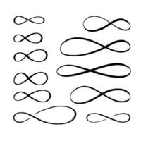 conjunto de símbolo de infinito. conjunto de logotipos vectoriales. símbolo de repetición y ciclicidad ilimitada. vector