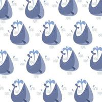 Cute blue whales pattern. Seamless background vector