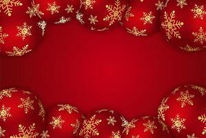 Christmas background with shining red ball. Merry Christmas card illustration on red background. vector