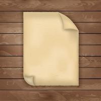 Piece of old paper on wood texture background vector. vector